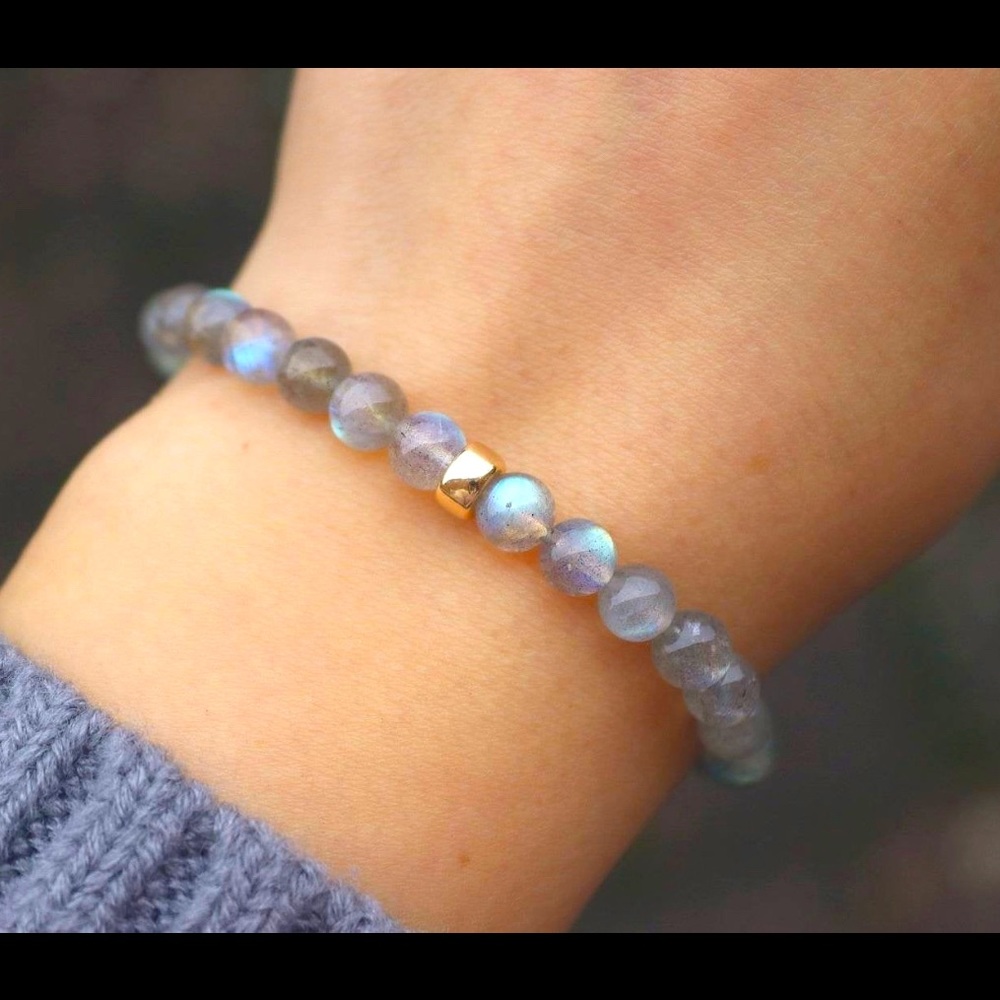 Labradorite Bracelet Stretch sterling silver or 14k gold